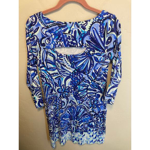 Lilly Pulitzer Hollee Blue Iris Midi Length Quarter Length Sleeve Blue Dress S - Picture 9 of 9
